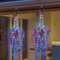 NEWNEN Solar Hanging Flower Basket Artificial: Solar RGB String Lights Copper Wire String Light Hanging Baskets with Artificial Flowers for Patio Lawn Garden Decor- Conical Basket