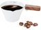 Kytpyi Vaso Medidor, Vaso Medidor Espresso, 120mL Vaso Medidor Cocina Pequeño con Caño en V Marca de Escala Mango de Madera, Taza Medidora de Acero Inoxidable para Hogar Cafetería Oficina (Blanco)