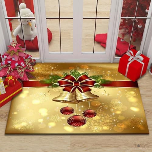Zempertoopa Weihnachtsteppich Matten, 40 x 60 cm Weihnachtsmatte, Weihnachtsdeko Fußmatte, Weihnachten Home Tür Fußmatten, für Schlafzimmer, Flur Wohnzimmer Boden, Küche Badezimmer Teppich (D)