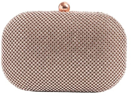 Michelle Moon - Pochette Donna Elegante Oro Rosa per Matrimoni, Feste, Eventi | Clutch Donna Cerimonia con Strass Ideale Borsa Elegante Donna Cerimonia; Borsa a Mano Donna per Occasioni Speciali