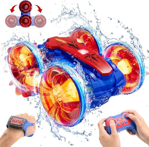 NDZUI Voiture Télécommandée Tout Terrain 4WD avec Rotation 360° à 2.4GHz - RC Voiture Tout Terrain Etanche, Stunt Car Offroad, Jouet Véhicule pour Enfants de 8-12 Ans