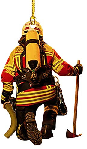Feuerwehrmann Anhänger - Feuerwehrmann hängende Ornamente Feuerwehrmann Dekoration Anhänger Weihnachten | 2D Mini-Feuerwehrmann Anhänger auf einer Seite für Zubehör