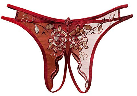 IQYU Dessous Osterhase Briefs Höschen Spitze Unterwäsche Kornstring Damenstring Reizwäsche Große Größen (Wine, One Size)