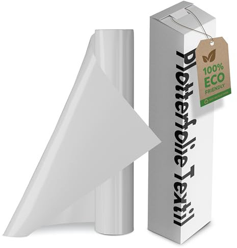 CRAFTEE - Plotterfolie Textil I Plotter Vinyl Folie I Flexfolie Plotter Textil I Vinylfolie Plotter I Plotterfolie Vinyl I Plotter Zubehör - (Weiß)