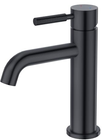 CREA Waschtischarmatur Bad für Waschbecken, Waschtisch Armatur Wasserhahn Bad Waschbeckenarmatur Badarmatur, Edstahl Schwarz