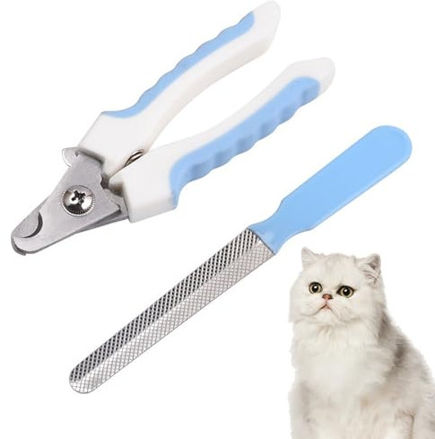 Aiweijia Cat Dog Pets Nail Clippers Stainless Steel Professional Pet Nail Trimmers for Cat,Medium and Small Breed Dog, Rabbit and Animal, with Safety Guard to Avoid Over cuttin Blue
