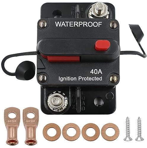 30 40 50 60 70 150 200 250 300A Schutzschalter Sicherungshalter mit Manuelles Reset für Auto Boot LKW RV Yacht Audio Leistungsschalter Wiederherstellbar 12V 24V 48V DC Sicherungsautomat (40A)