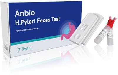 Anbio 2x Helicobacter Pylori Test Antigen Schnelltestkassette einfacher Antigen Stuhltest bei Magen Beschwerden - Selbstest für Zuhause