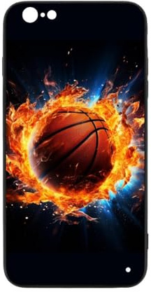 CRIVOTA Hülle Für iPhone 6/6S - Ganz Neues Basketball-Design, Glas-Rückseite + TPU, Extrem Schlank, Perfekte Passform, Nach Militärstandard Getestet, Handyhüllen Für Männer Frauen