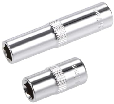 TA-VIGOR 2Pcs 1/4-Inch Drive by 7mm Deep and Shallow Socket, Cr-V Drive Socket, 6-Point, Metric for Auto Repairing and Household