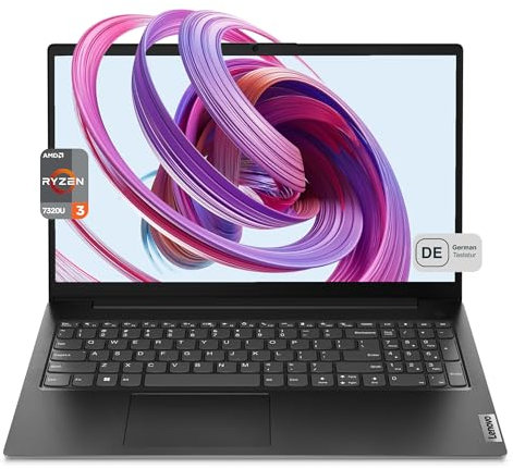 LENOVO V15 G4 AMN Laptop, AMD Ryzen 3 7320U, 8 GB LPDDR5 RAM, SSD PCIe da 256 GB, display FHD da 15,6, AMD Radeon 610M, tastiera QWERTZ, FreeDOS, nero