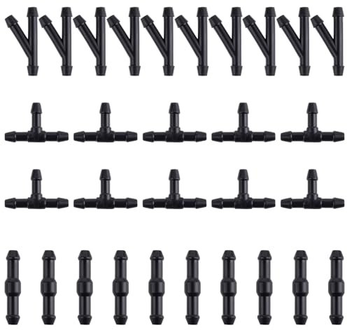 HJZHII Lot de 30 raccords de tuyau, raccord de tuyau de lave-glace 2 voies + 3 voies I/T/Y 3 types de buses de lave-glace Kit de connecteurs répartiteurs adaptés pour buses d'essuie-glace de voiture