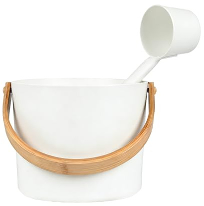 Set di secchiello e mestolo per sauna, 7 l, in alluminio, accessori per spa in stile finlandese (nero)