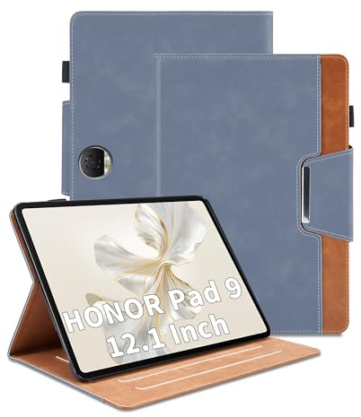 Case for HONOR Pad 9 Case 12.1 Inch 2024 PU Leather 12.1 PU Leather Smart Cover Auto Wake/Sleep Function Multi-Angle Viewing Stand Business Cover - Gray