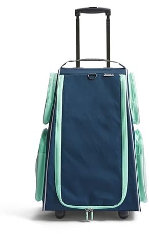 HABA Kinder-Schranktrolley – Kinder-Koffer aus recyceltem Polyester, inkl. Schmutzwäschebeutel, 3 herausnehmbaren Böden, 4 Außentaschen und 2 Rollen – Ab 5 Jahren – 1442797001 (Marine)