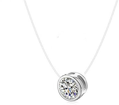 iplusmile Collana Ciondolo in Cristallo per Donne e Ragazze Eleganti | Filo Trasparente Effetto Invisibile, Lega Argentata, Adatta a Matrimoni e Feste, Stile Unico