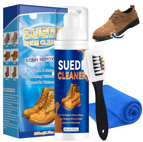 Kit di pulizia per scarpe scamosciate 200ml, con spazzola in pelle scamosciata, detergente per scarpe bianche, pelle scamosciata, nabuk, maglia, stivali, scarpe da ginnastica, scarpe da ginnastica
