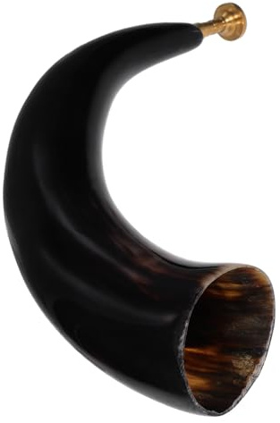 PAMINGONO Handgefertigtes Wikingerhorn aus Echtem Ochs Horn Leichtes Horn mit Historischem Charme für Outdoor Abenteuer und Festivals Rustikales Piratenkostüm Requisit