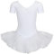 tanzmuster ® Ballettkleid Mädchen Tutu - Nele- aus weichem Baumwollstoff mit Glitzersteinen fürs Kinder Ballett Ballettbody Ballett Trikot, Weiß 104-110