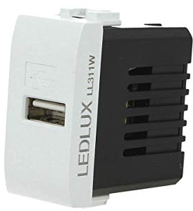 Caricatore USB 5V 2,1A Compatibile Con Bticino Living Light,Presa USB Da Parete Per Scatola 503 504 505 Fast Charge (Bianco)