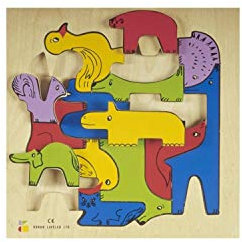 BSM E72511810 The Zoo Puzzle Holzpuzzle, Mehrfarbig