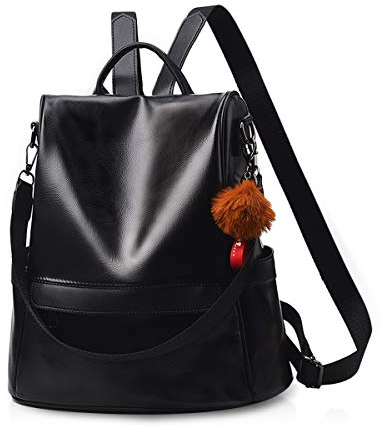 NICOLE & DORIS Damen Rucksack Schultertaschen für Frauen Kunst Leder Rucksack Wasserdichter Reiserucksack Tagesrucksack große Kapazität Anti-Diebstahl Schwarz