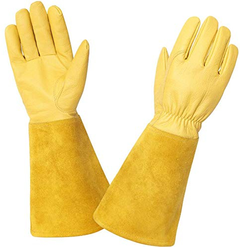 Kim Yuan Rose Pruning Gloves for Men and Women. Thorn Proof Goatskin Leather Gardening Gloves