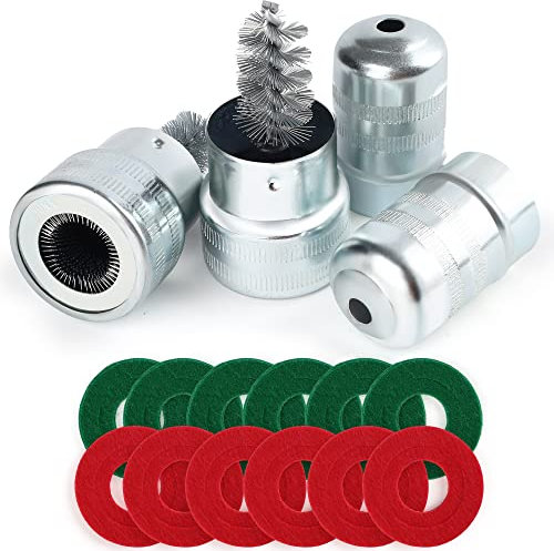 2 pcs Battery Terminal Cleaners, Plus 12 pcs Battery Terminal Anti-Corrosion Fiber Washers (6 Red & 6 Green) for Car Marine Battery
