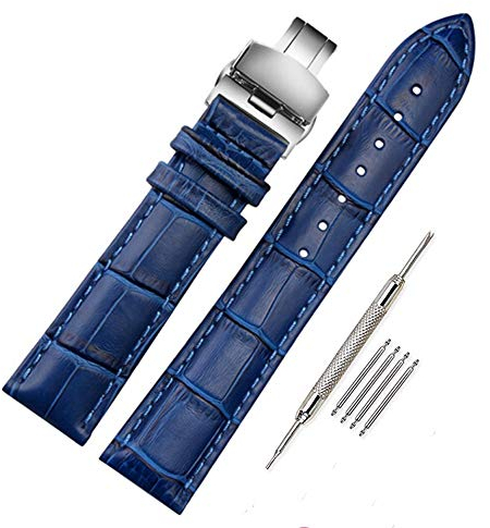 FOUUA Uhrenarmbänder Echtes Leder Uhrenarmbänder Alligator Geprägte Ersatz Faltschließe Armbänder 12 13 14 15 16 17 18 19 20 21 22 24mm