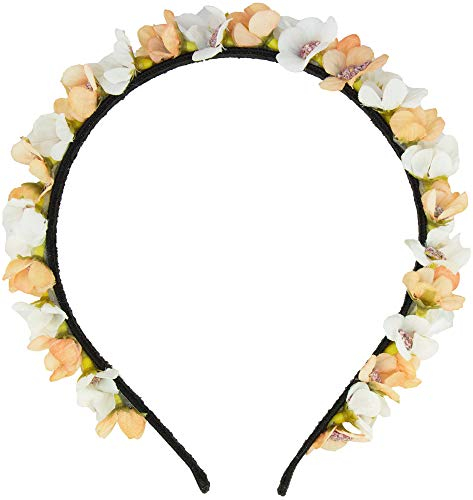 Blumen Haarreif Elfe - Weiß/Apricot - Kopfschmuck Haarschmuck Hochzeit Oktoberfest Dirndl Blumenmädchen Kirchweih