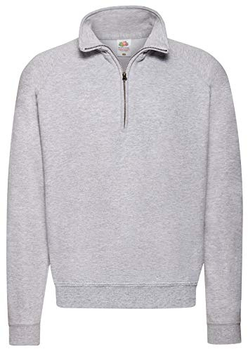 Fruit of the Loom Classic Zip Neck Sweatshirt, Grey, XXL