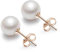 PHEIOTACE Women's Real 925 Sterling Silver Swarovski Pearl Stud Earrings Round 8 mm (0.32in), Gift for Her (White - Rose gold)