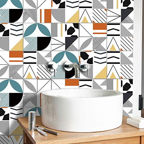 HORIWE 20pc 4x4 Tile Stickers Backsplash PVC Waterproof Oil Proof Self Adhesive DIY Bathroom Kitchen New Wall Stickers Home Decor 10cm x 10cm