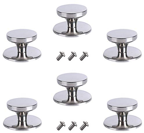 Seully 6 Stück Topfdeckelknöpfe aus Edelstahl, Topfdeckeldeckelgriff mit Schrauben, universeller hitzebeständiger Topfdeckelknopfknopf, Ersatzteile für das Küchengeschirr für zu Hause, Küchenzubehör