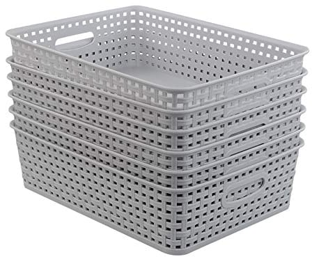 Kiddream 6 Packs A4 Paper Storage Basket Tray, Plastic Office Storage Trays