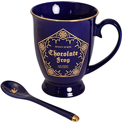 Elbenwald Harry Potter Sammel Tasse Schokofrosch Motiv mit Löffel 270 ml Keramik blau