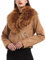 Giolshon Giacca Corta da Donna in Pelle Scamosciata, Giacca Invernale da Moto con Collo in Pelliccia Staccabile 8830 Giallo XL