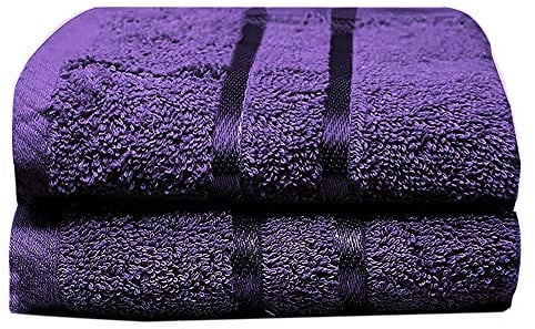 Towelogy® 600GSM Cotton Washcloths Multipack Quick Dry Flannels Face Towels Hotel Spa Bathroom Make Up Remover Cloths 30x30cm (Purple Eggplant, Pack Of 2)
