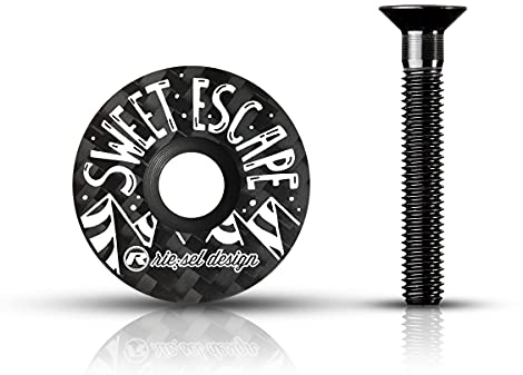 Riesel Design - STEM Cap – hochwertiger Fahrraddeckel aus Carbon + Schrauben aus eloxiertem Aluminium – 6 g Größe 1 1/8 Zoll – Vanlife