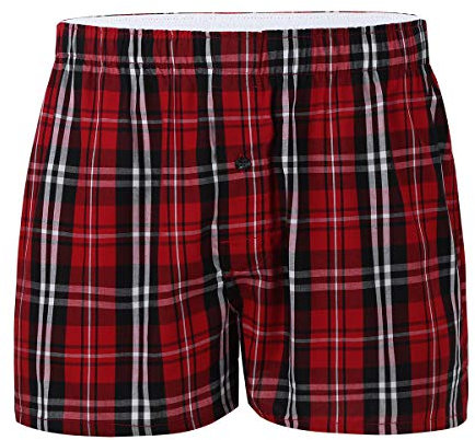 YOOJIA Bas de Pyjama en Coton Homme Pantalon Court à Carreaux Homme Boxers Pyjamas Short Homme Vêtement de Nuit Ceinture Elastique Vêtements de Chambre Rouge L