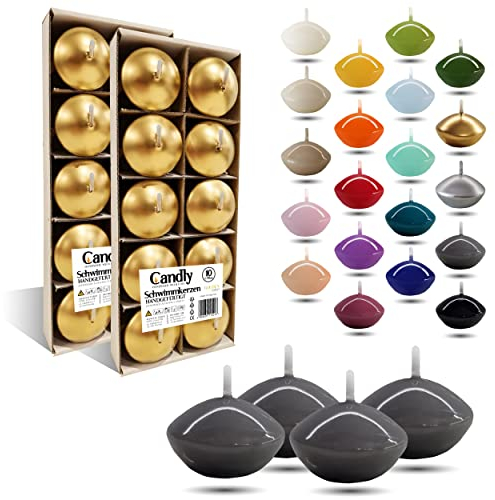 CANDLY HANDMADE© 10x Schwimmkerzen Premium Ø 45mm | Geburtstag & Namenstag, Hochzeit, Hochzeitsempfang, Valentinstag, Ostern, Weihnachten, Elegante Haus Dekoration, Candles, Kerzen (Grau)