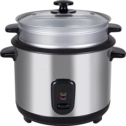 Melchioni Family | Cuociriso Elettrico con Vaporiera JASMINE, Capacità 1,8L, Pentola Interna Antiaderente, Coperchio in Vetro, Spegnimento Automatico, 700W, Accessori Inclusi