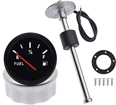 Geloo Indicador de Nivel de Combustible con Sensor, LED Digital E-1/2-F Medidor de 0-190ohm Sensor de Nivel de Agua de Combustible para Coche, Barco, Caravana (175 mm)