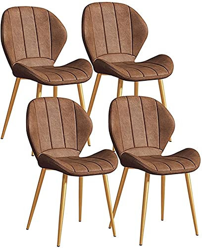 IIOCHA Küche und Esszimmer Stühle Leder Esszimmerstühle 4er Set modernes Design Esszimmerstuhl Küchenstühle Vintage PU Rücken Gepolstert für Esszimmer Wohnzimmer Büro Und Lounge (Color : Brown, Size