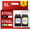 AUMOK Wiederauferarbeitete Tintenpatronen Ersatz für Canon Druckerpatronen 575 576 XL für PIXMA TS3550i TS3551i TR4750i TR4751i Tinte(1 Schwarz, 1 Farbe)