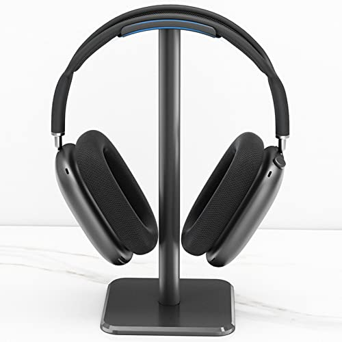 Cuifati Headphone Stand, Aluminum Desktop Headset Stand, Headset Earphone Holder with Solid Base TPU Tray, for AirPods Max for Beats for Bose for HyperX, Easy to Install (Black)