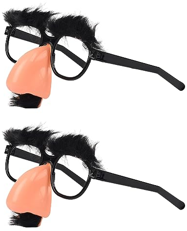 AOVNA Disguise Brille mit lustiger Nase Neuheit Party Gefälligkeiten Halloween Dekorative Brille Partybrille mit Augenbrauen und Schnurrbart (2)