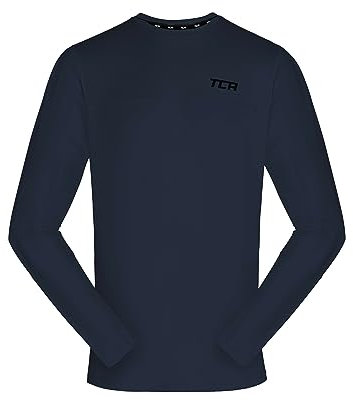 TCA Boys' Element Long Sleeve, Lightweight, Breathable Running Top - Kids Football Kit - Navy Blazer, 10-12 Years