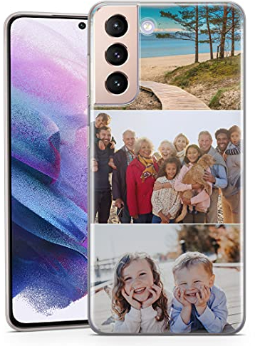 TULLUN Personalisierte Handyhülle für Samsung Galaxy A14 5G - Ihr Eigenes Collage Bild Foto Idee Design Stil Brauch Soft Gel Schutzhülle HandyHülle - Collage mit 3 horizontalen Fotos