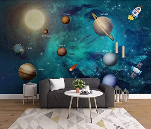 Fototapete 3D Tapete Weltraum Kosmos Planet Jungenzimmer Fototapete 3D Effekt Wandtapete Vliestapete Wandbilder XXL Wanddeko Tapeten